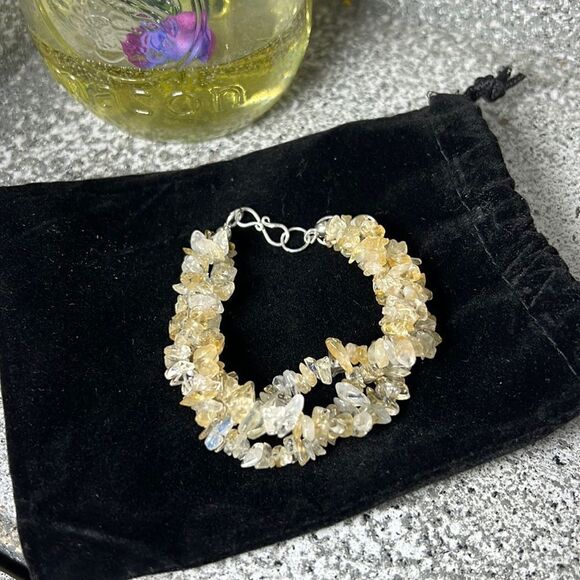 Brazilian Citrine Chips Twisted Bracelet in Platinum Over Sterling Silver - Picture 6 of 8